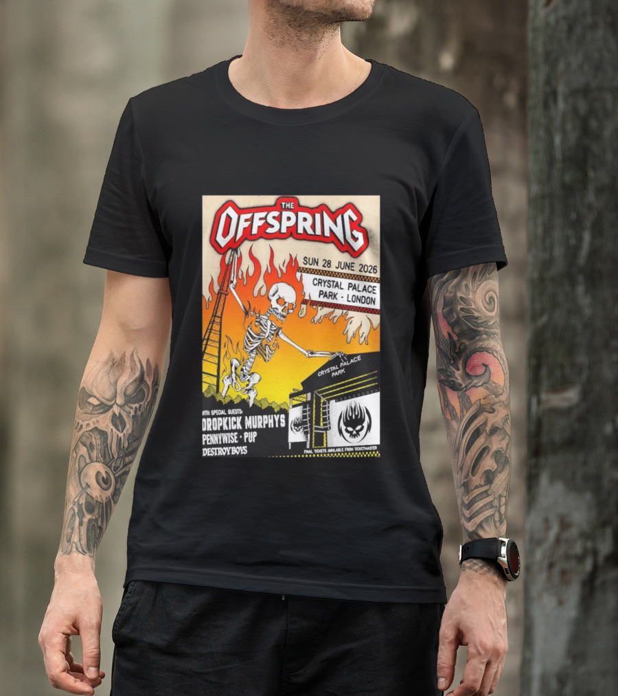 The Offspring Concert June 28 2026 Crystal Palace Park London Dropkick Murphys Pennywise Pup Destroy Boys T-Shirt