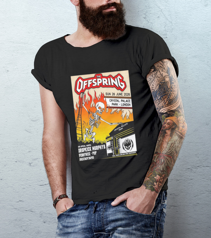 The Offspring Concert June 28 2026 Crystal Palace Park London Dropkick Murphys Pennywise Pup Destroy Boys T-Shirt