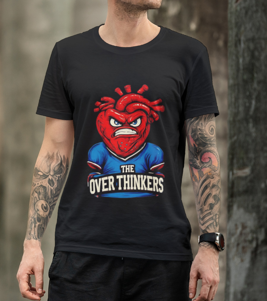 The Overthinkers Varsity Angry Heart Bold Red Blue T-Shirt