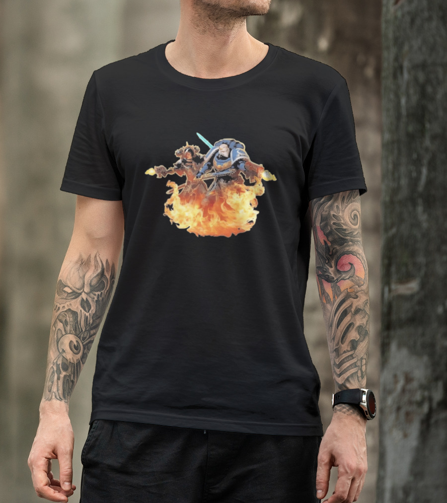 Warhammer 40 000 Boltgun II Double Battle Flames T-Shirt