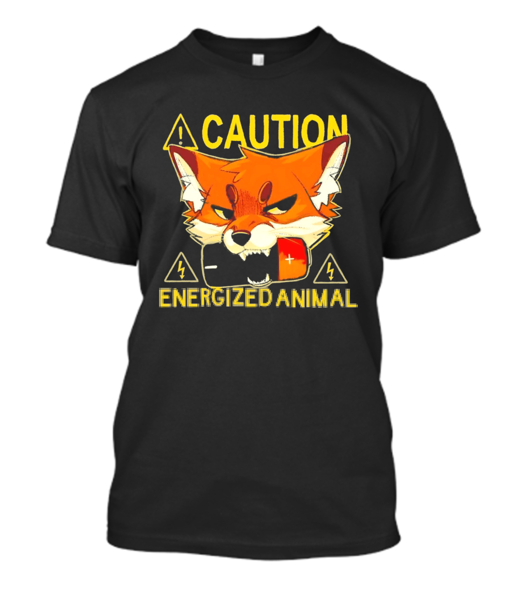 Caution Energized Animal Fox Battery Warning T-Shirt