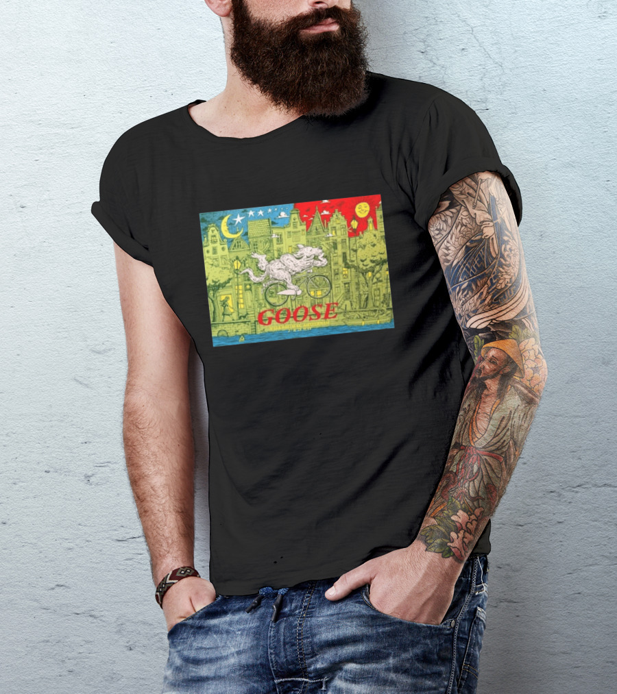 Goose Amsterdam Netherlands 2026 Melkweg Max 27 28 May Gig Bicycle Moon Sun Wolf Houses T-Shirt