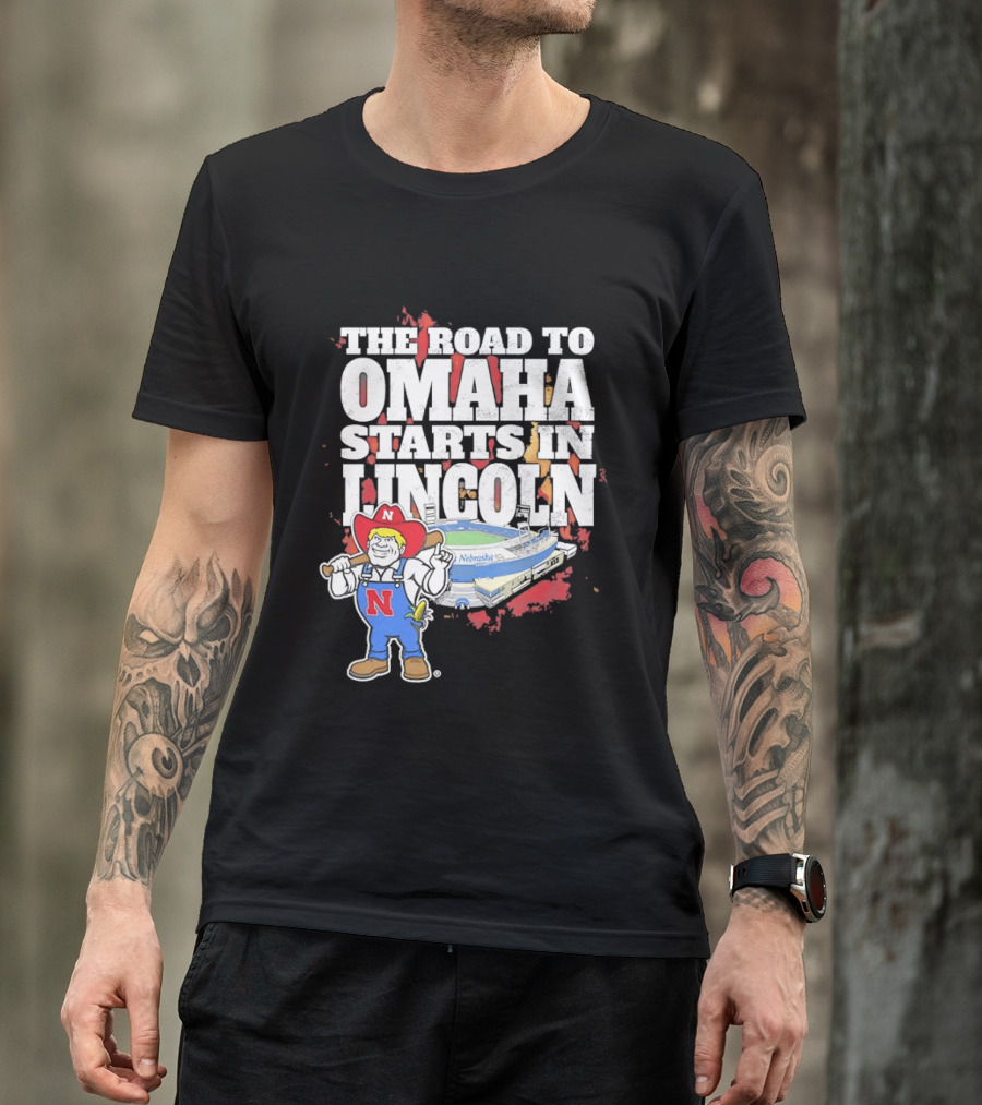 Herbie Husker Cornhuskers Road To Omaha Lincoln Nebraska Stadium T-Shirt