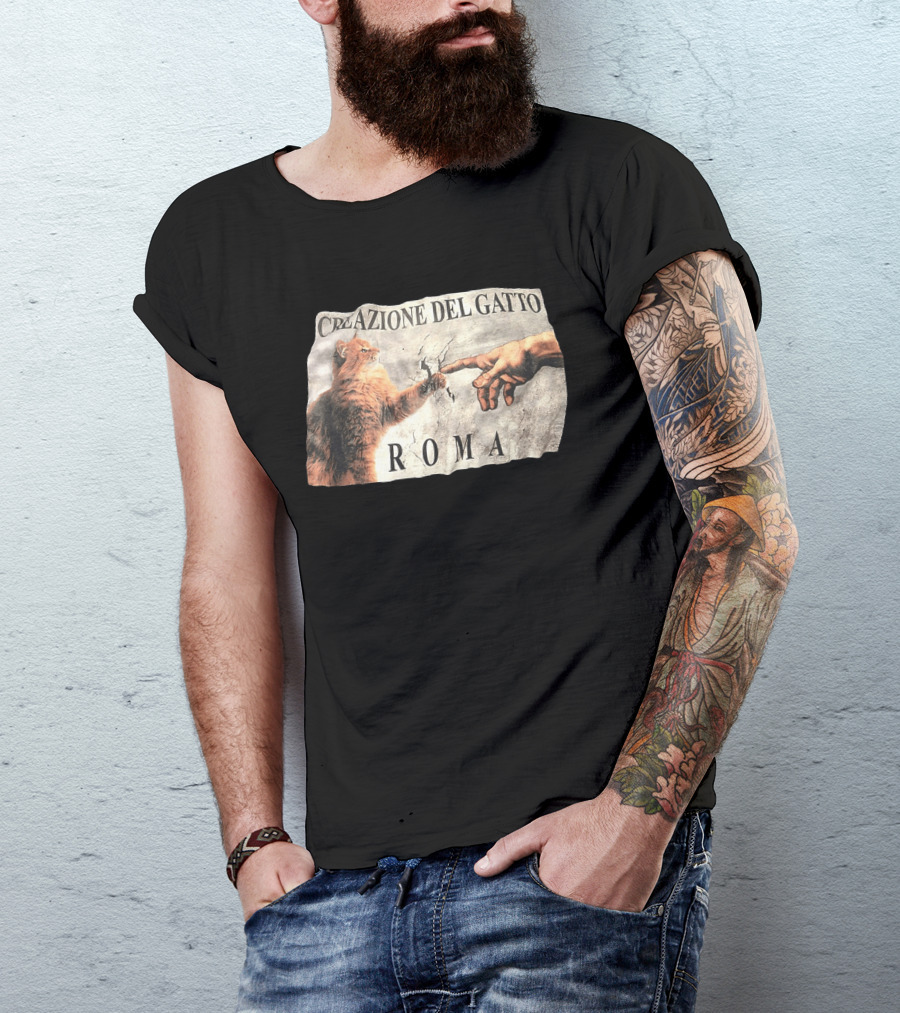 Creazione Del Gatto Cat Artwork Roma T-Shirt