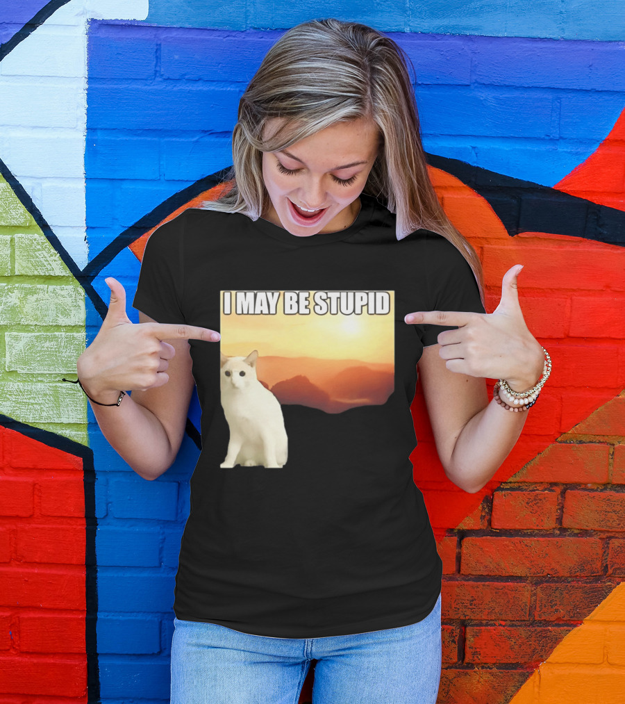 I May Be Stupid Cat With Sunrise T-Shirt