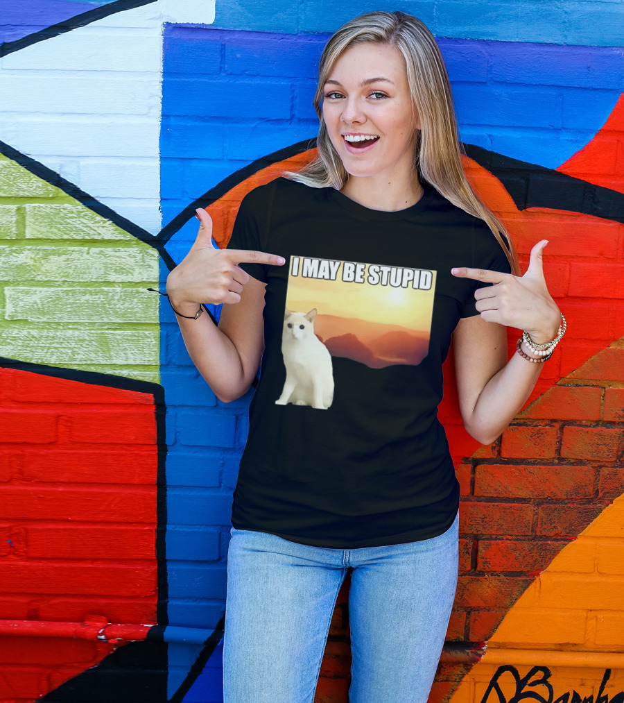 I May Be Stupid Cat With Sunrise T-Shirt