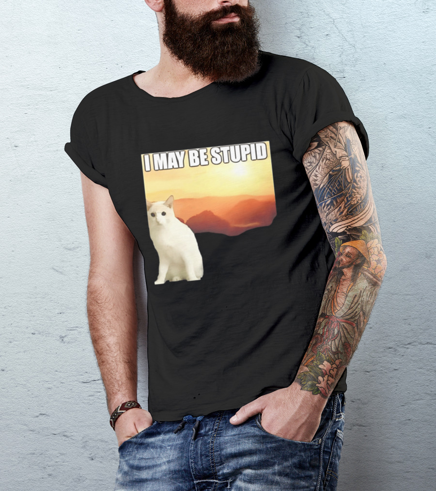 I May Be Stupid Cat With Sunrise T-Shirt