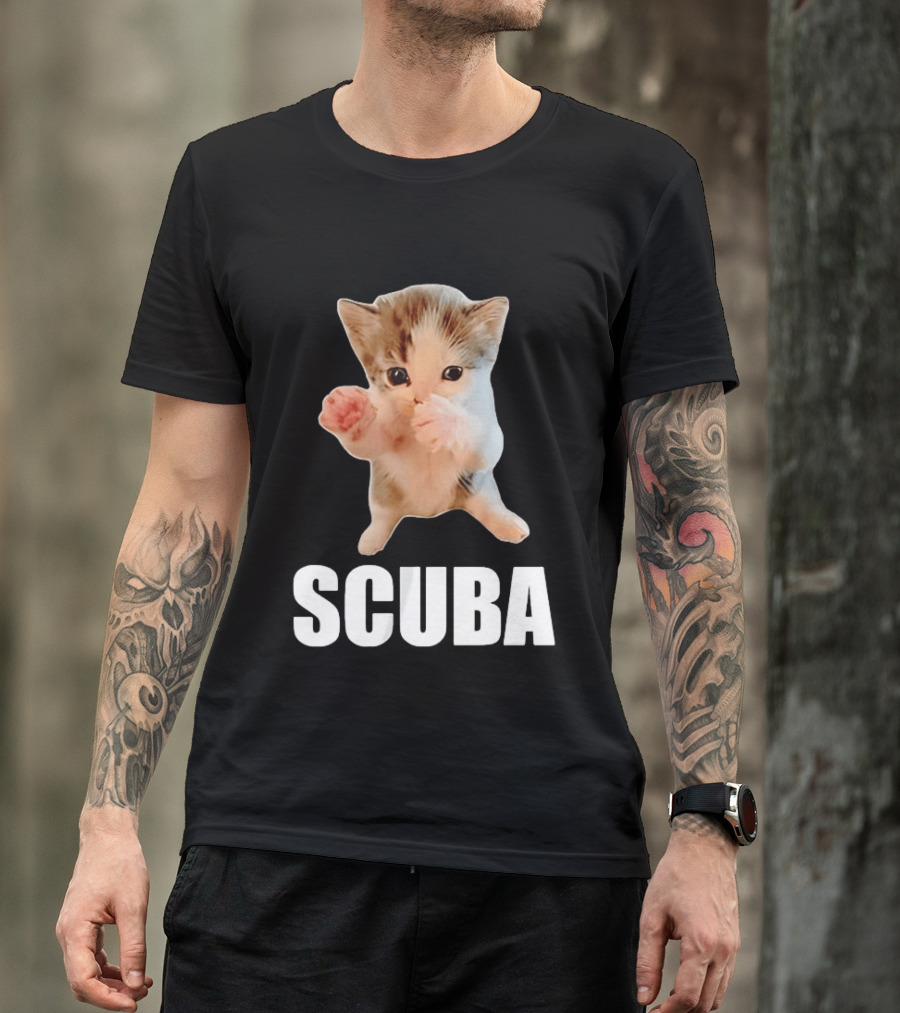 Kitten Cat Feline Pet Animal Martial Arts Scuba Meme Warrior Defender T-Shirt