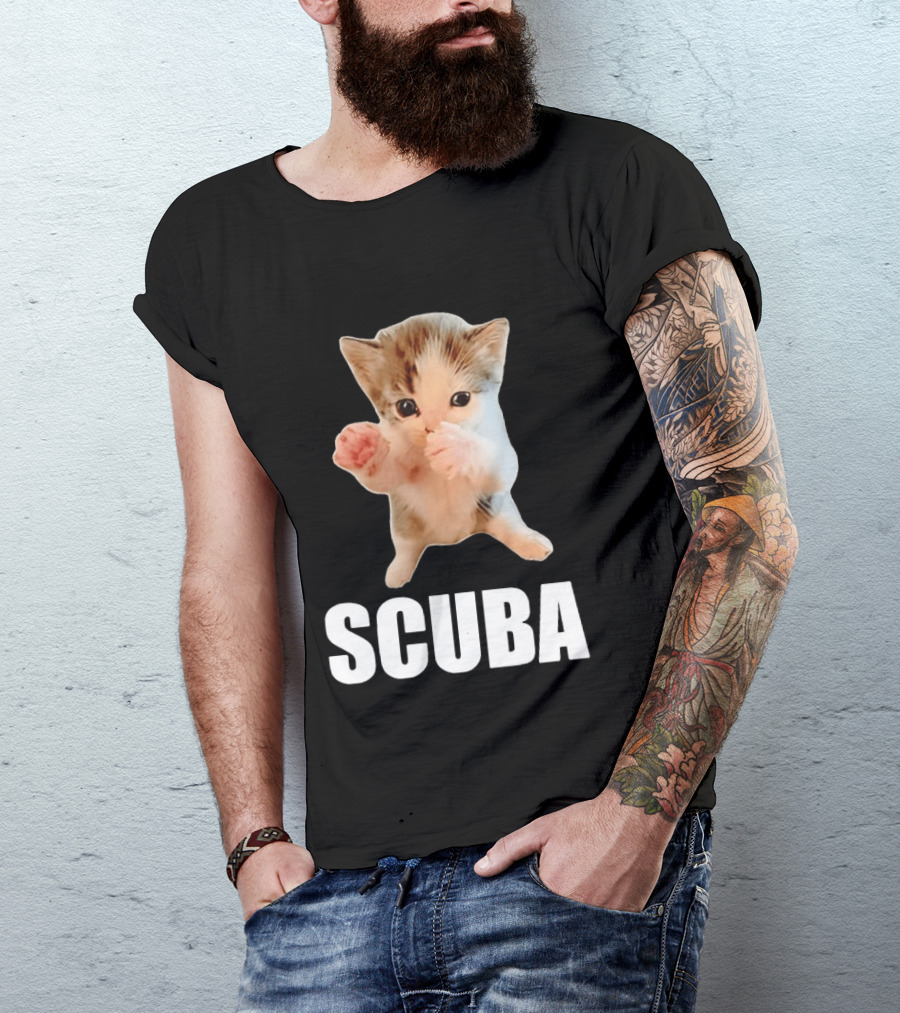 Kitten Cat Feline Pet Animal Martial Arts Scuba Meme Warrior Defender T-Shirt