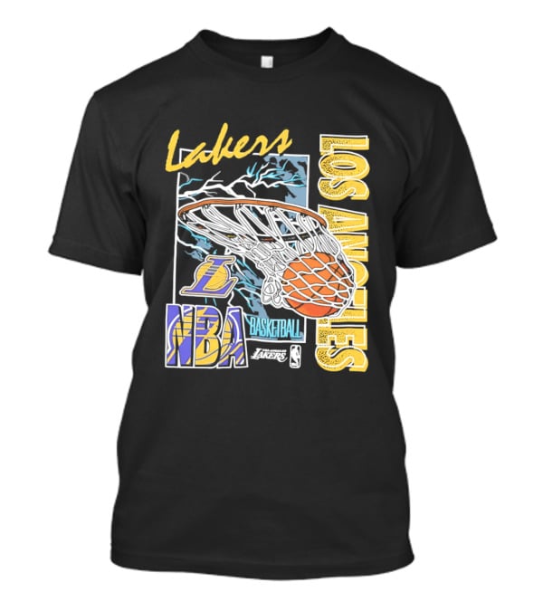Lakers Los Angeles NBA Basketball Hoops Classic Team Yellow And Blue T-Shirt