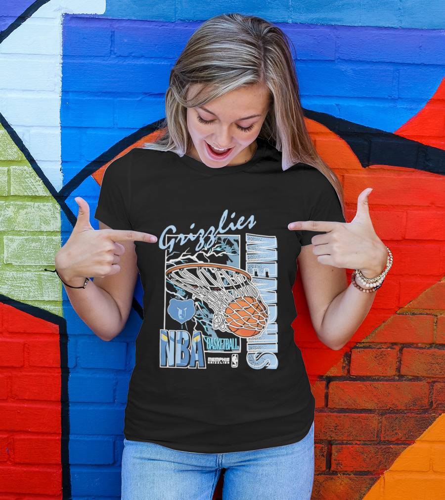 Grizzlies Memphis Basketball NBA Bear Logo And Hoop T-Shirt