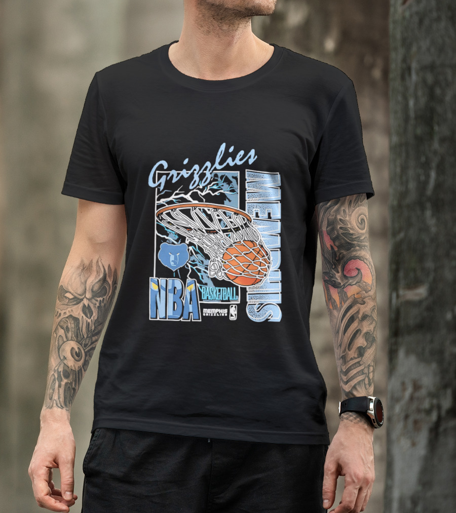 Grizzlies Memphis Basketball NBA Bear Logo And Hoop T-Shirt