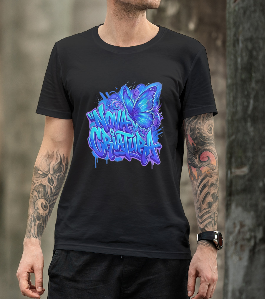Nova Criatura Butterfly Electric Blue Street Art Aesthetic T-Shirt