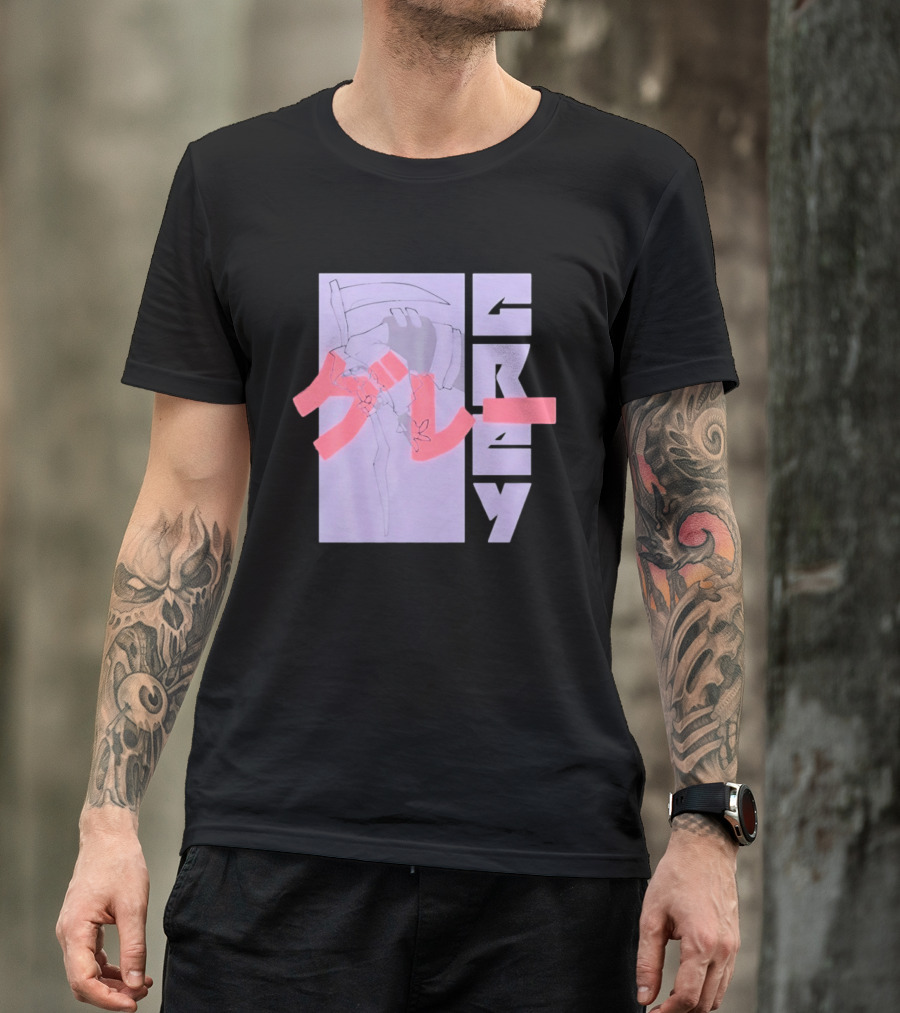 Grim Reaper Grey Japanese Kanji T-Shirt