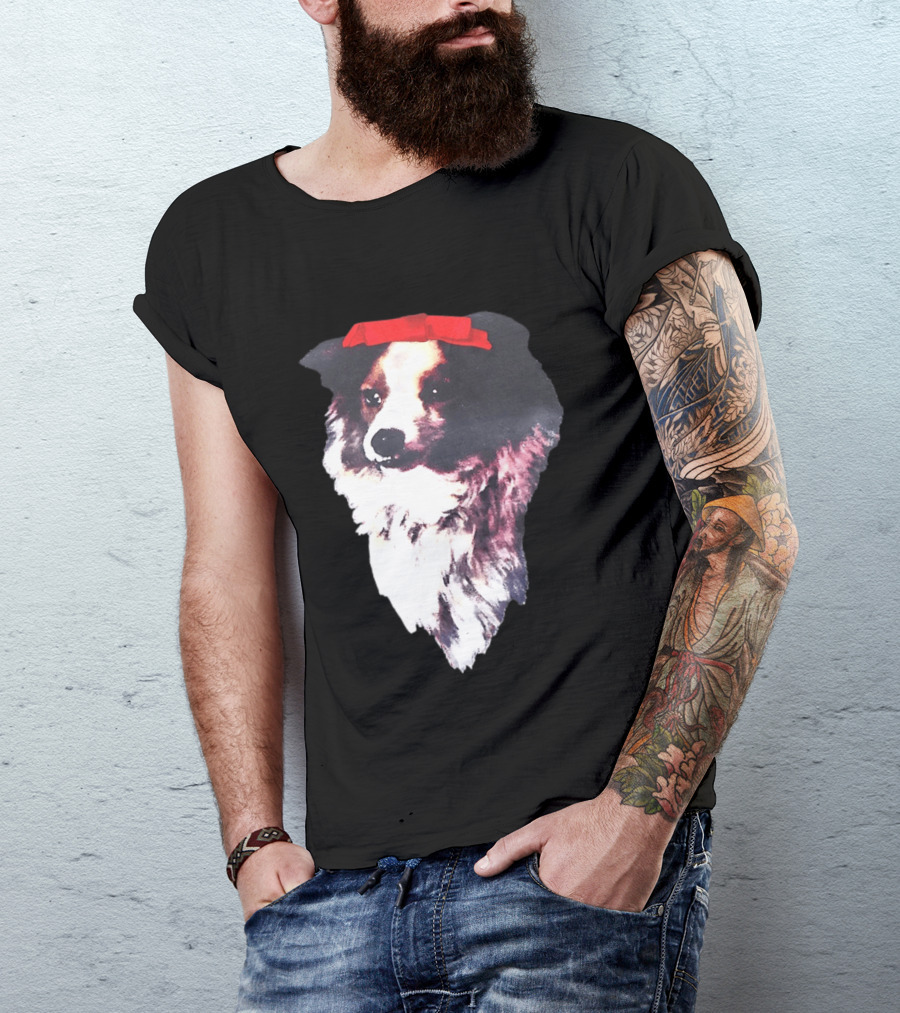 Sabrina Carpenter Collie Dog With Red Bow T-Shirt