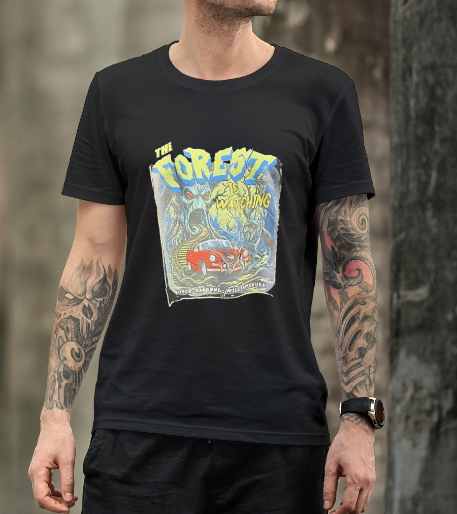 The Forest Is Ing Busch Gardens Williamsburg Red Car And Creepy Trees T-Shirt