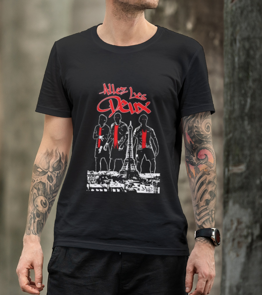 Allez Les Deux Paris Football Team Spirit Enthusiast's Red And White Players T-Shirt