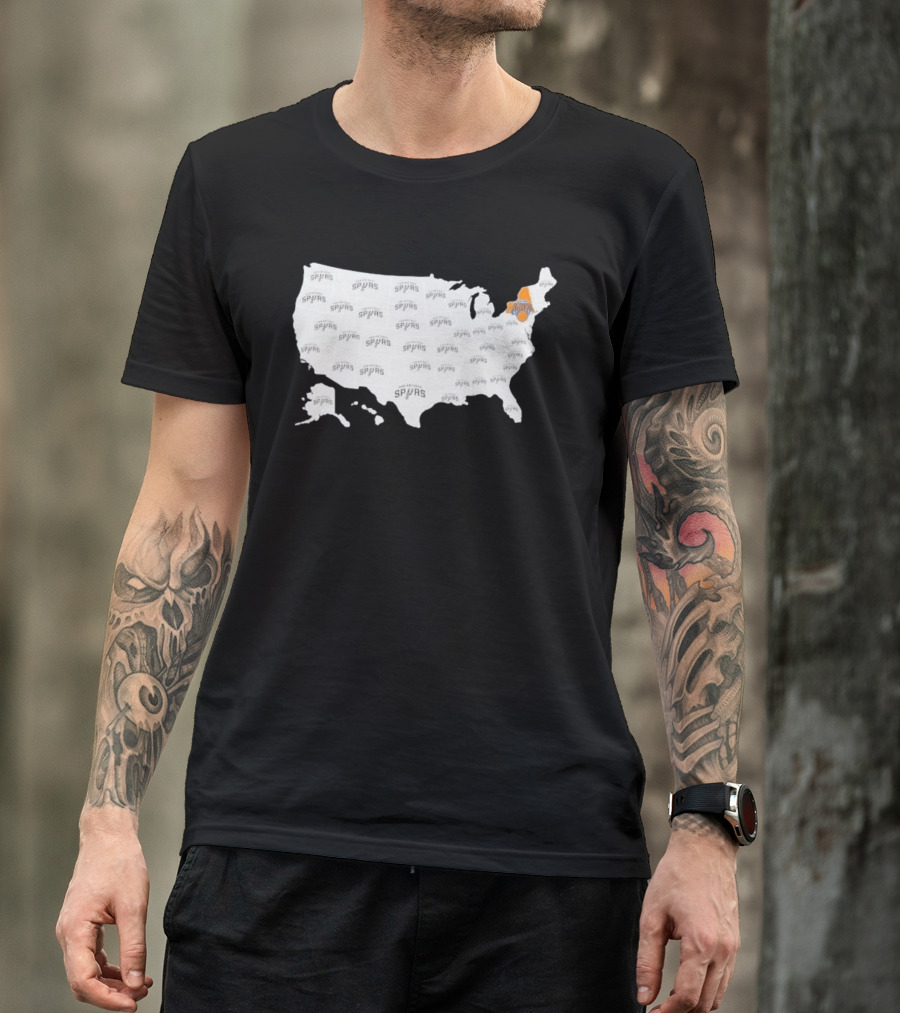 America Spurs New York Knicks US Map Basketball Team Representation T-Shirt