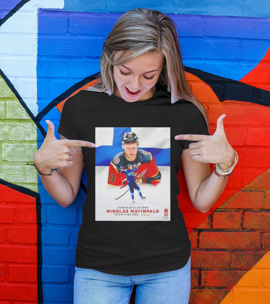 Congratulations Nikolas Matinpalo Team Finland Gold Finnish Flag Ice Hockey Celebration T-Shirt