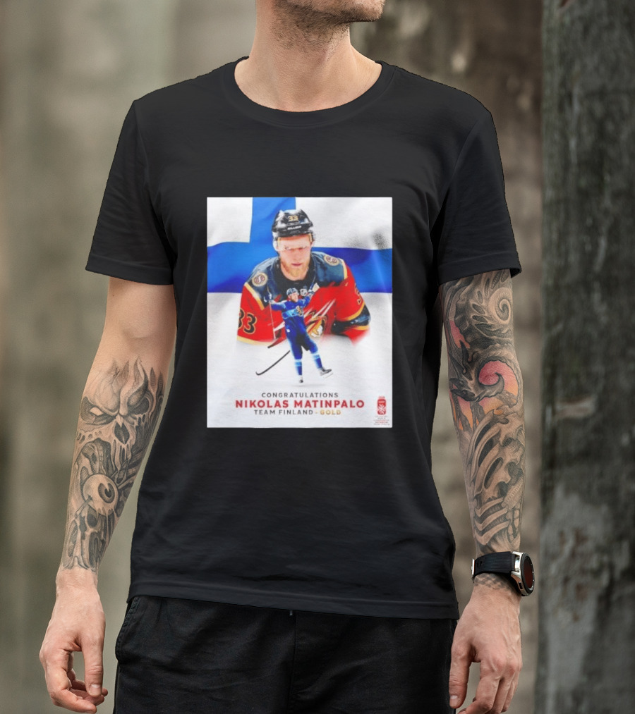 Congratulations Nikolas Matinpalo Team Finland Gold Finnish Flag Ice Hockey Celebration T-Shirt