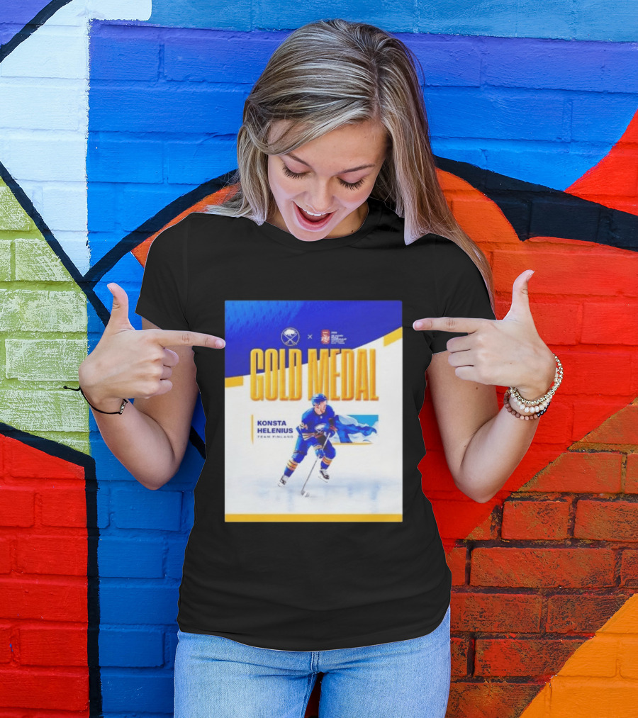 Konsta Helenius Team Finland 2023 Gold Medal Hockey T-Shirt