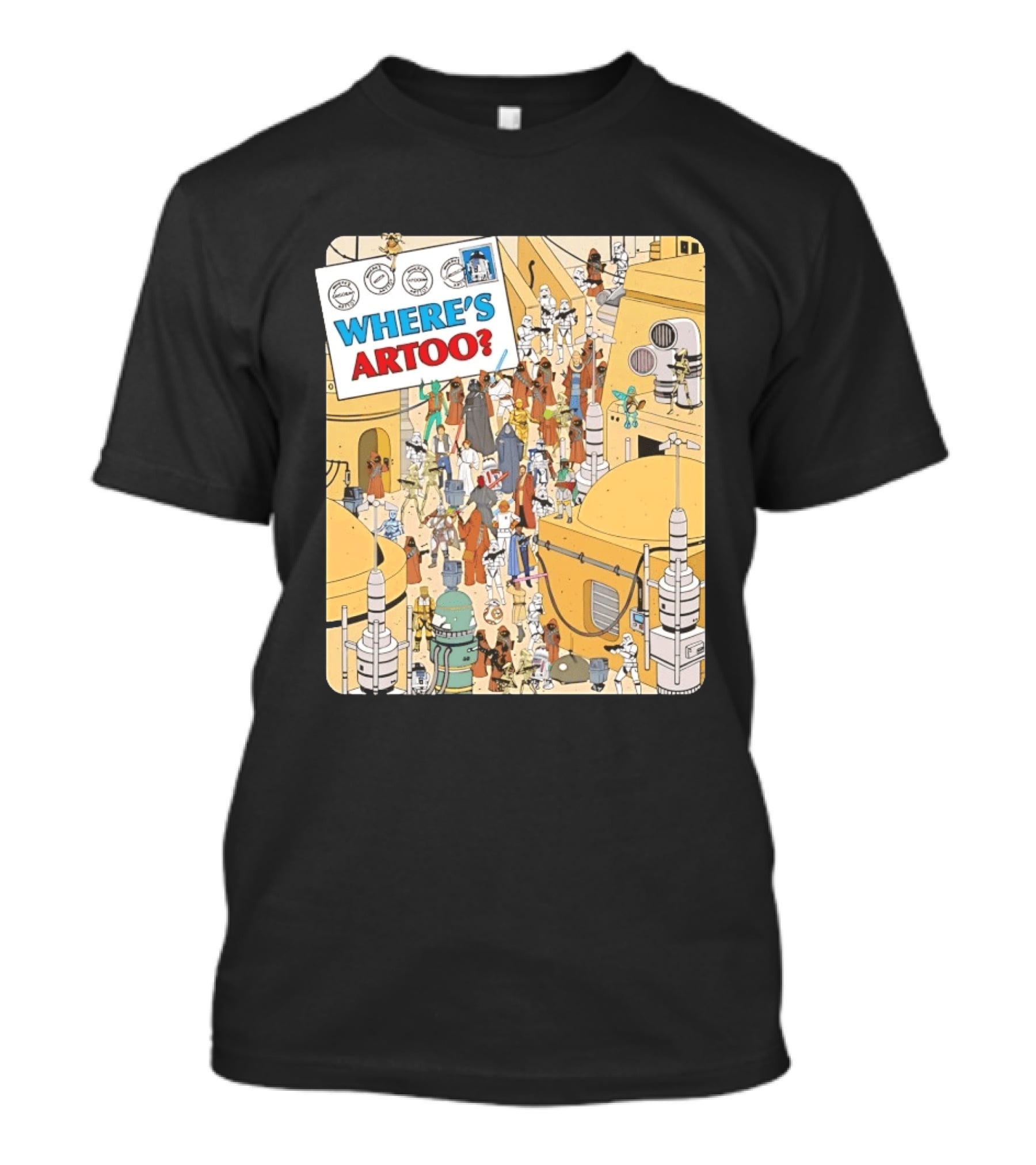 Where's Artoo Star Wars R2 D2 Tatooine Scene T-Shirt