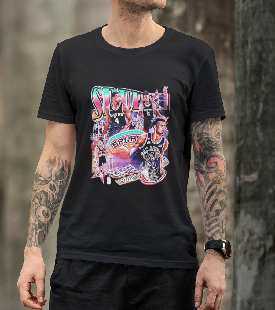 Spurs San Antonio Texas Basketball Players Collage T-Shirt
