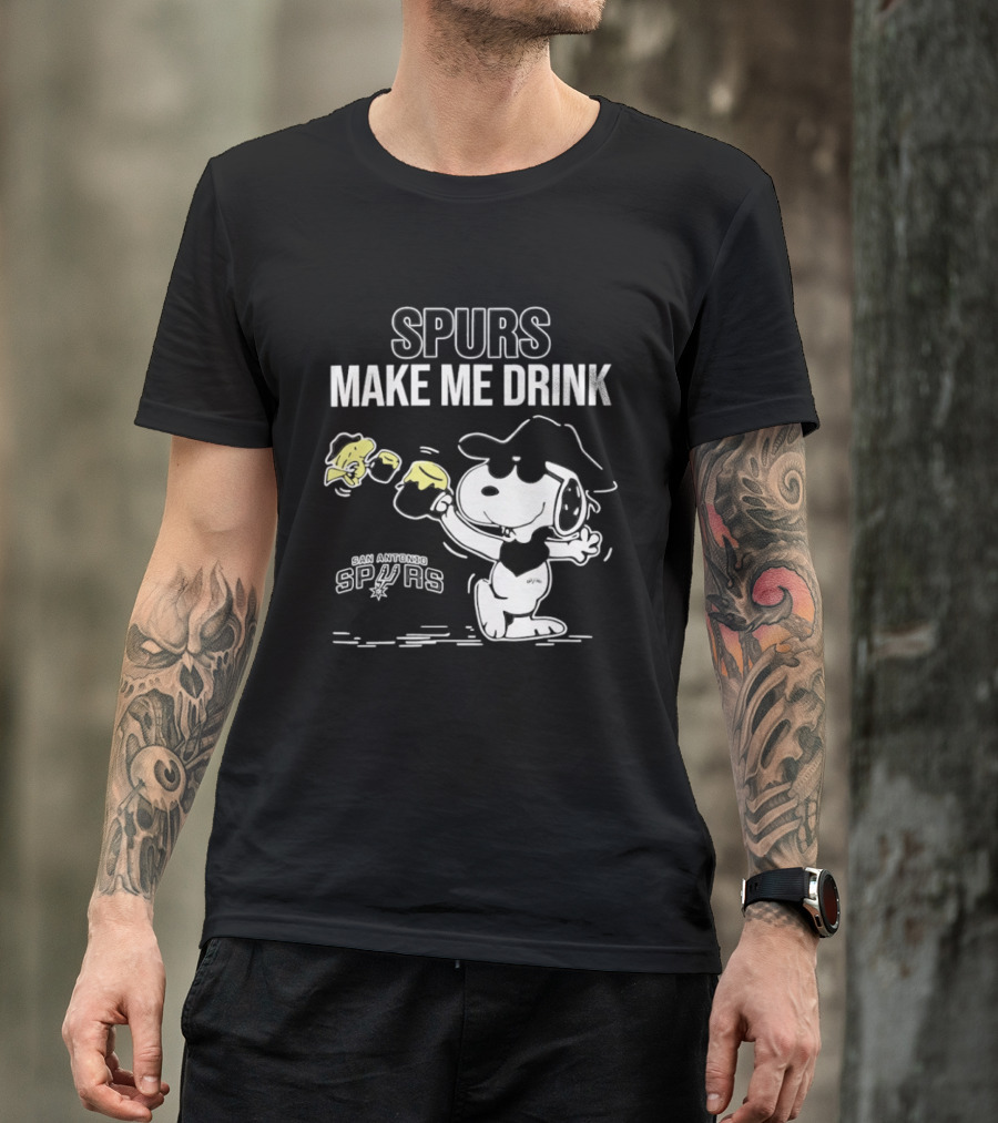 Snoopy Cowboy Spurs Make Me Drink San Antonio Spurs T-Shirt