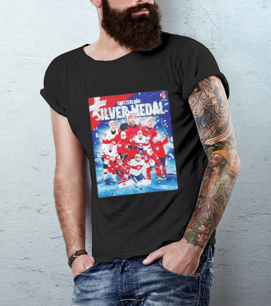 Switzerland Silver Medal 2026 IIHF Men's Ice Hockey Team Victory Celebration T-Shirt