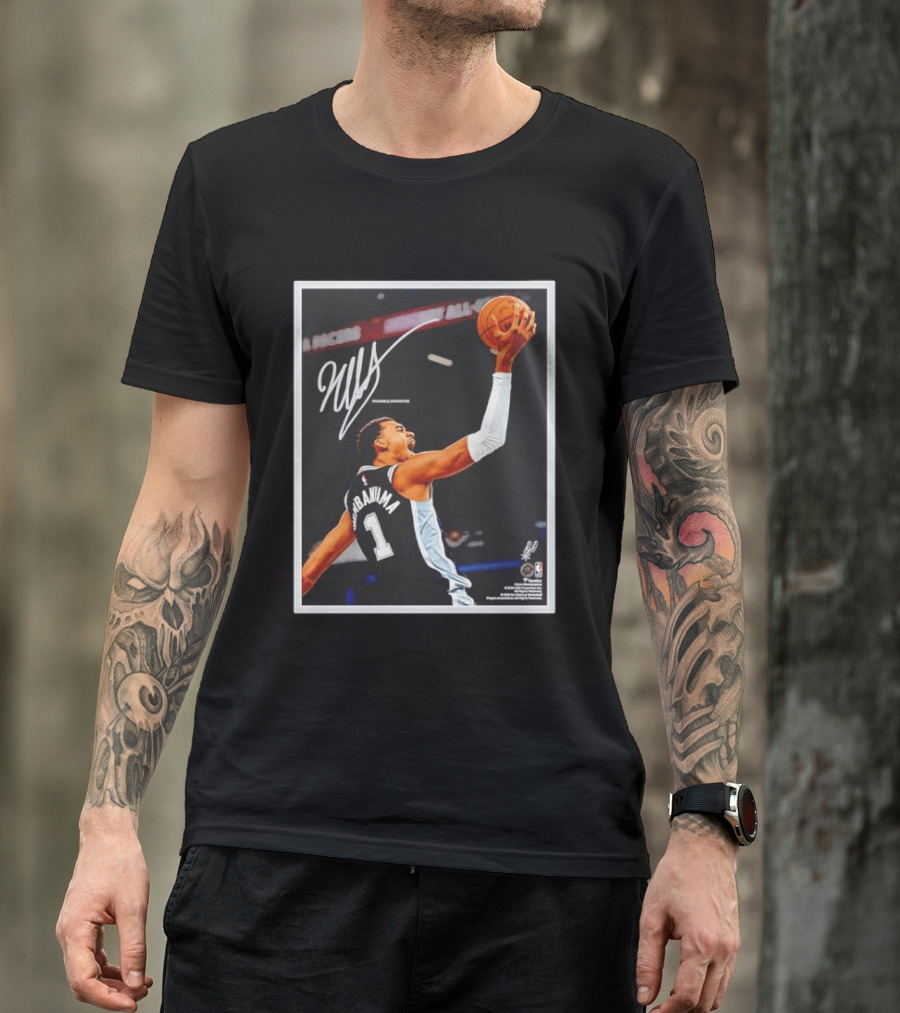 Victor Wembanyama Autographed San Antonio Spurs NBA Action Print Framed T-Shirt