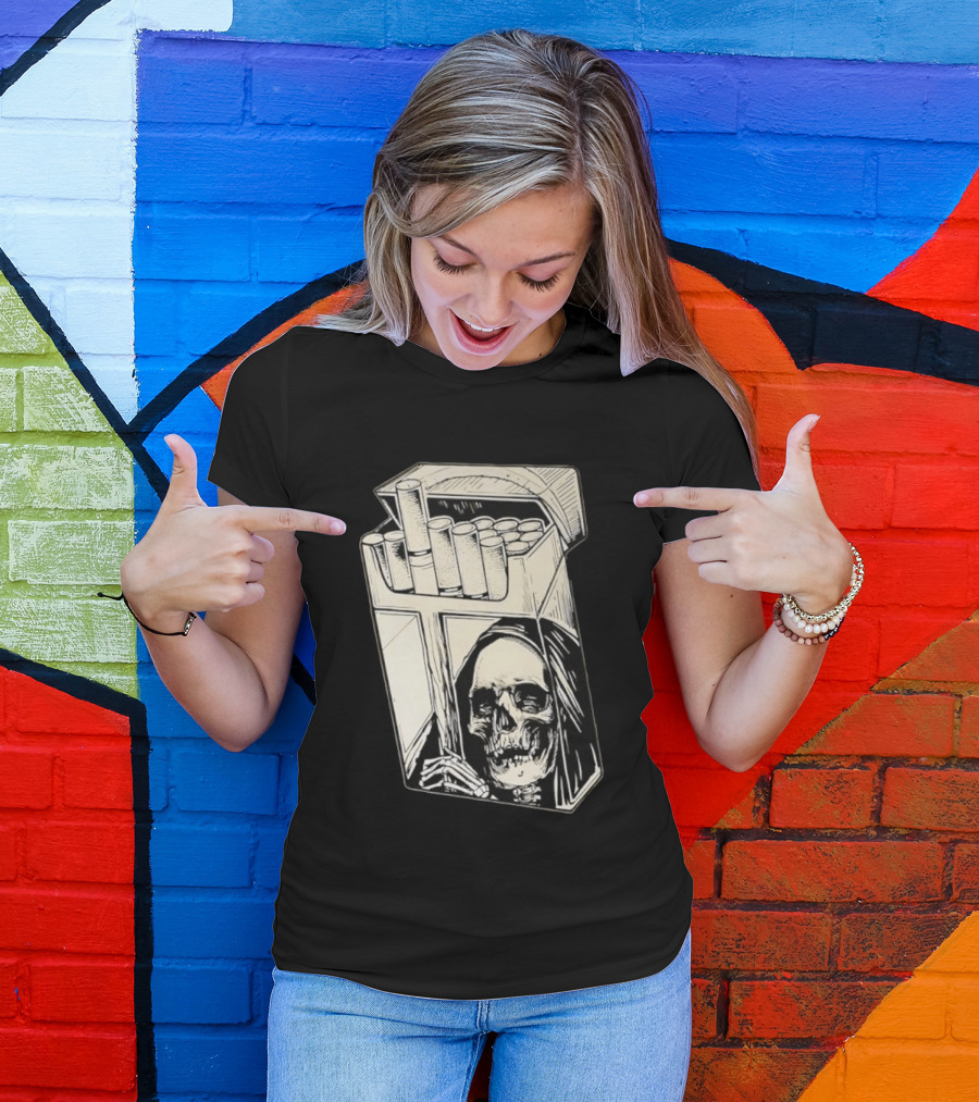 Grim Reaper Smoking Cigarette Pack T-Shirt