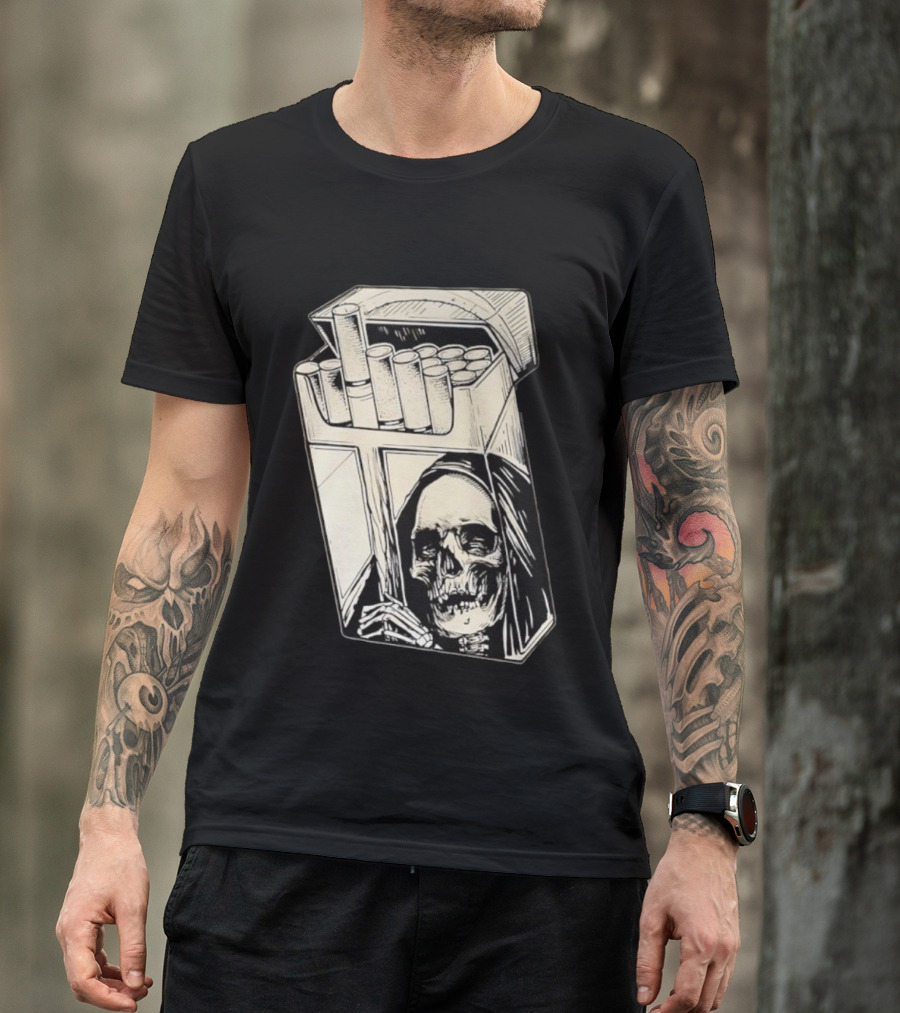 Grim Reaper Smoking Cigarette Pack T-Shirt