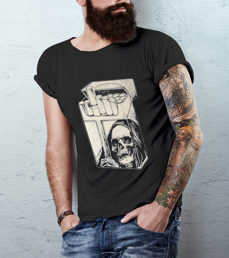 Grim Reaper Smoking Cigarette Pack T-Shirt