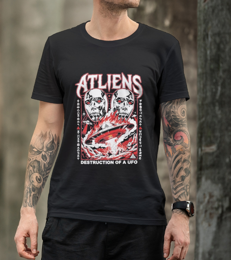 Atliens Room Six Destruction Of A UFO Attack Crew 4318 T-Shirt