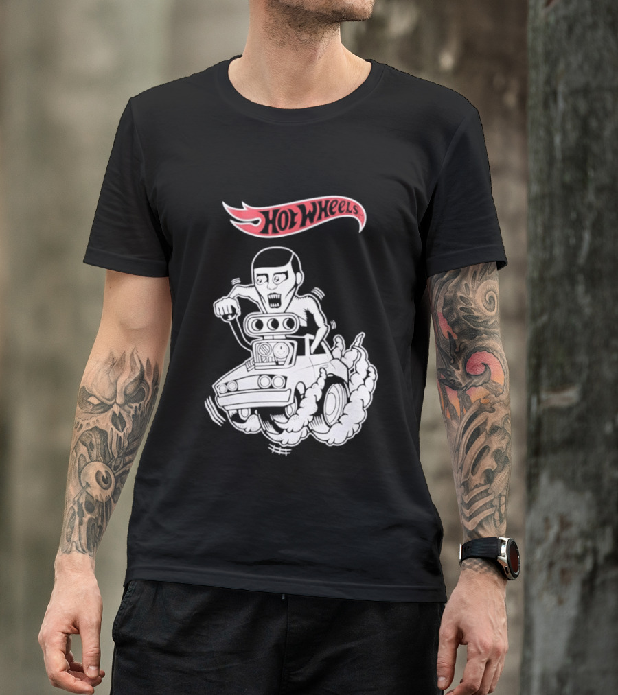 Hot Wheels Racing Car Driver Black Flame T-Shirt