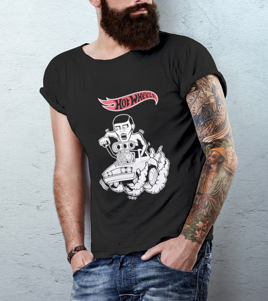 Hot Wheels Racing Car Driver Black Flame T-Shirt