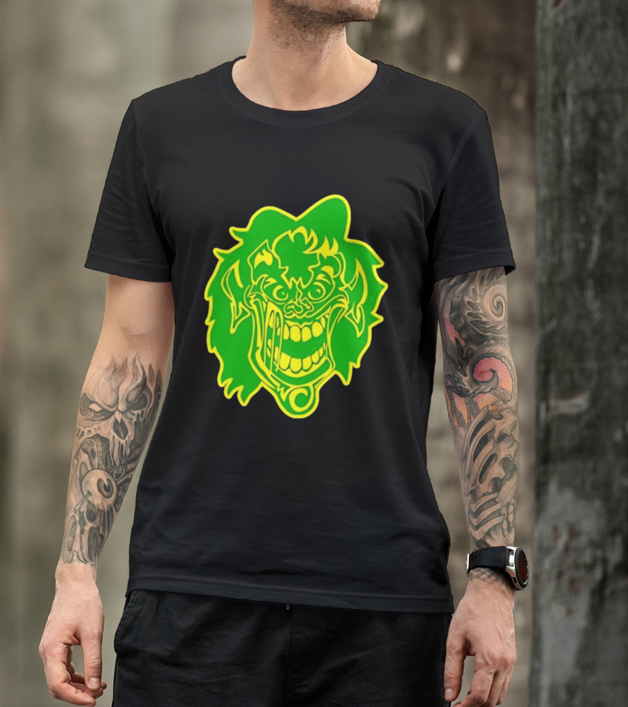 Insane Clown Posse Hatchetman Wicked Clown Face Neon Green Yellow T-Shirt
