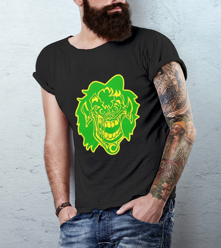 Insane Clown Posse Hatchetman Wicked Clown Face Neon Green Yellow T-Shirt