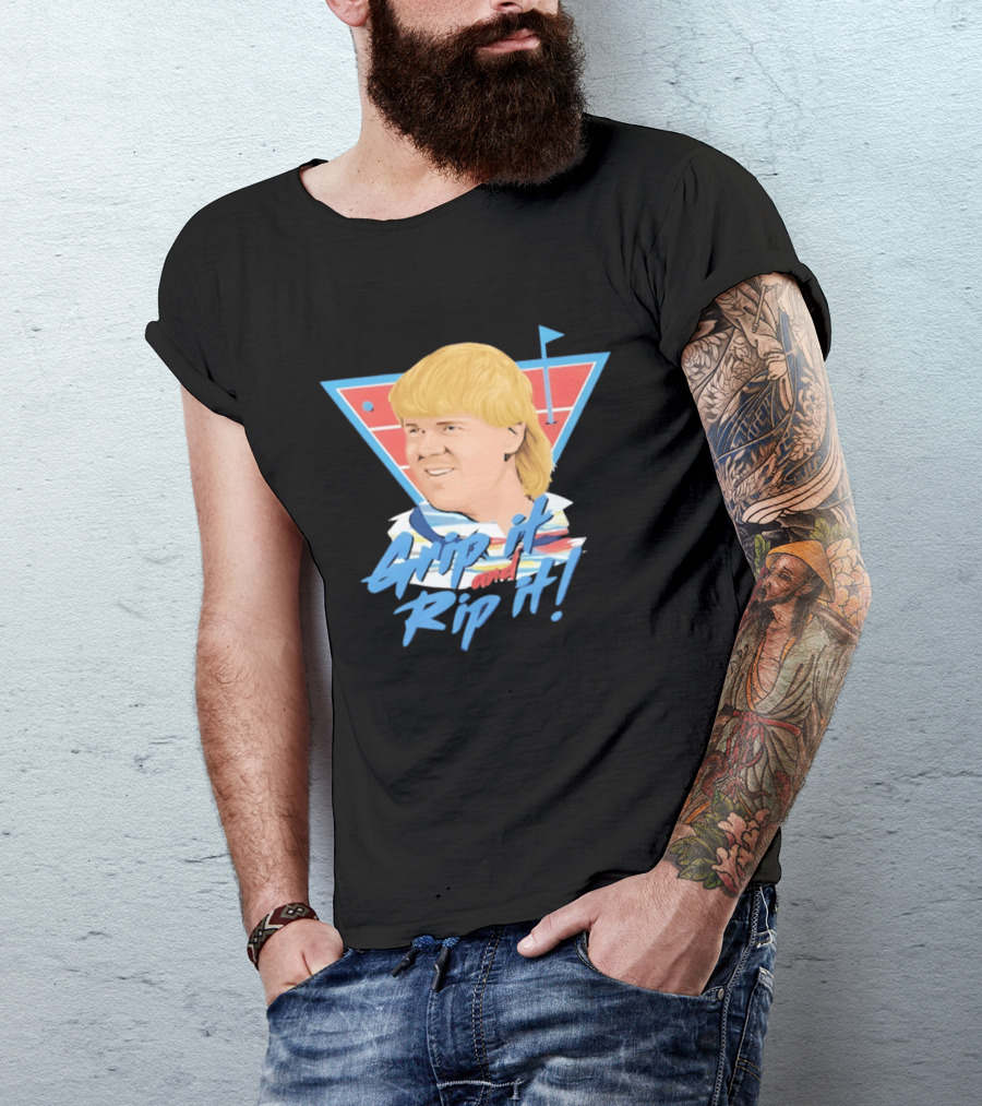 John Daly Bigface Golf Of America 4th Of July Grip It Rip It T-Shirt