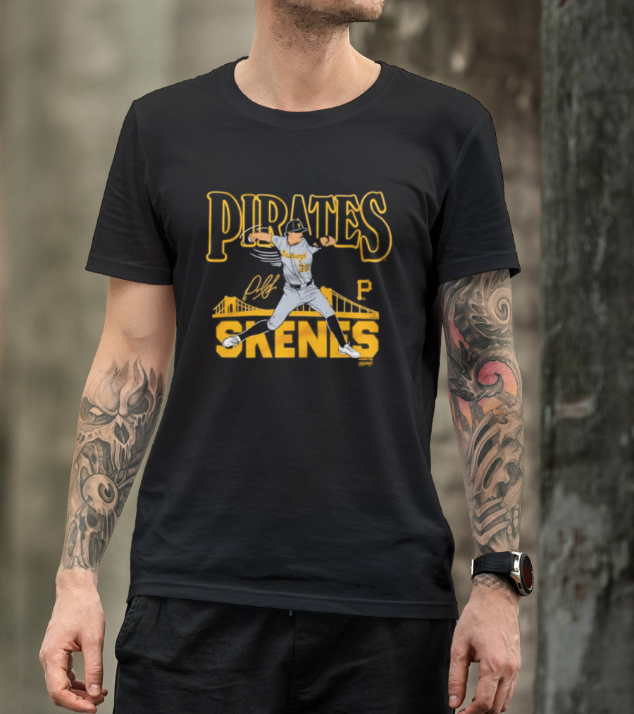 Pittsburgh Pirates Paul Skenes Signature Bridge T-Shirt