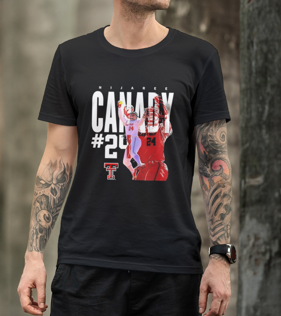 NiJaree Canady 24 Texas Tech Softball Player Pose With Team T-Shirt