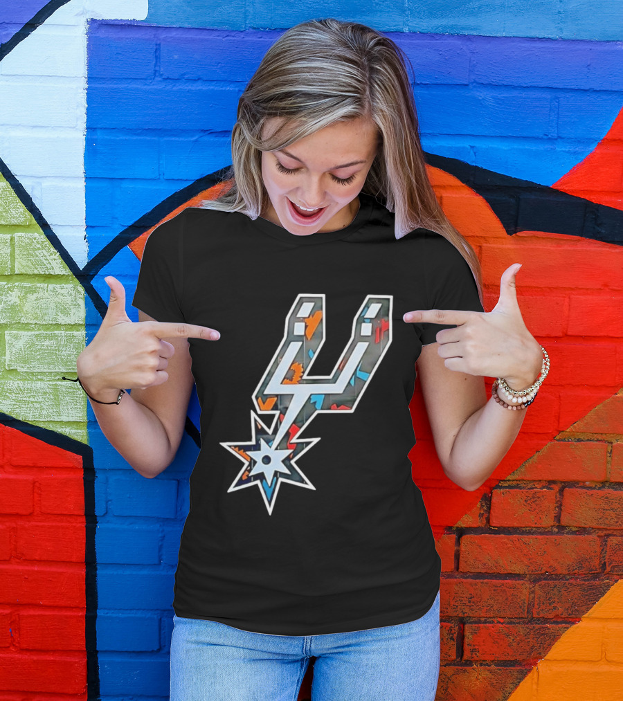 San Antonio Spurs Fiesta Colors Iconic Basketball T-Shirt