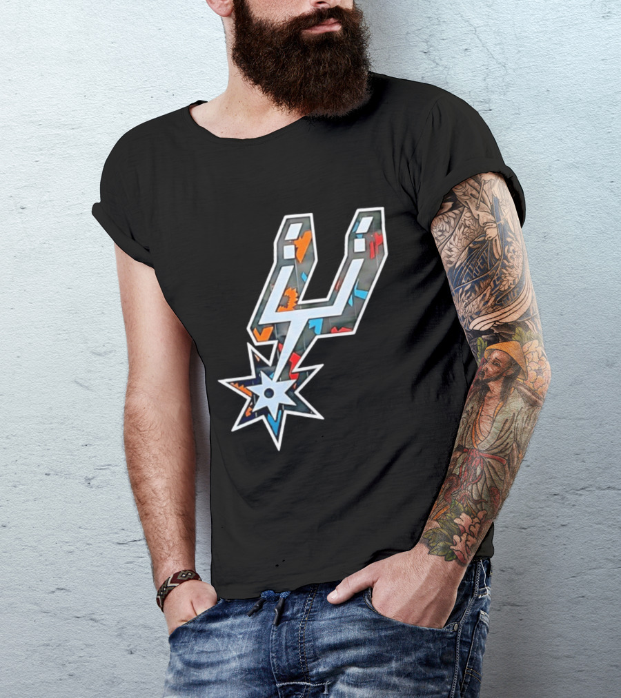 San Antonio Spurs Fiesta Colors Iconic Basketball T-Shirt