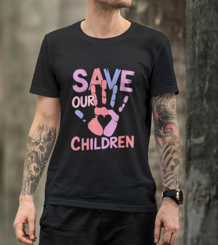 Save Our Children End Human Trafficking Awareness Handprint Heart T-Shirt
