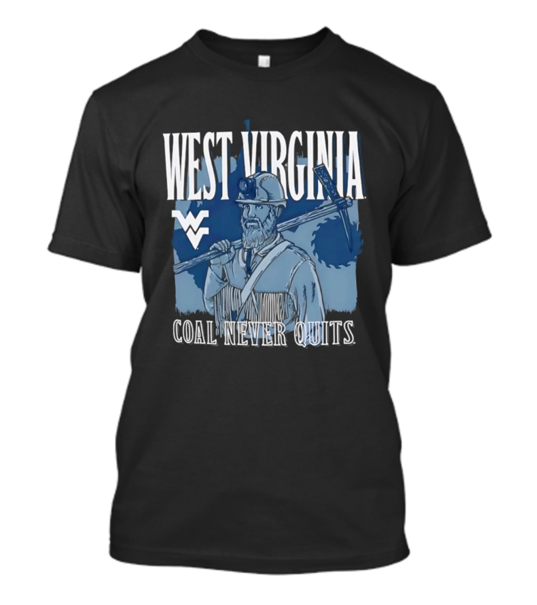 West Virginia Mountaineers Coal Miner Heritage Coal Never Quits T-Shirt