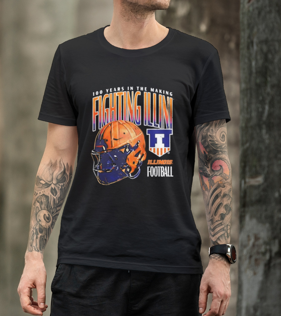 Fighting Illini 100 Years In The Making 2023 Illinois Football Helmet T-Shirt
