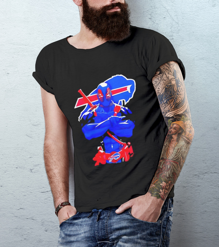 Deadpool Meditation Buffalo Bills Super Hero Football Fan T-Shirt