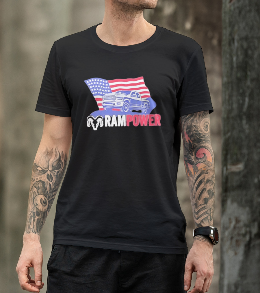 Ram Power American Flag Truck Patriot T-Shirt
