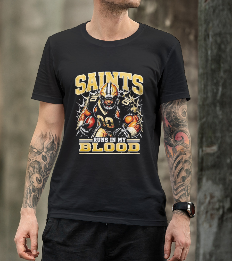 New Orleans Saints Football Runs In My Blood Team Player T-Shirt
