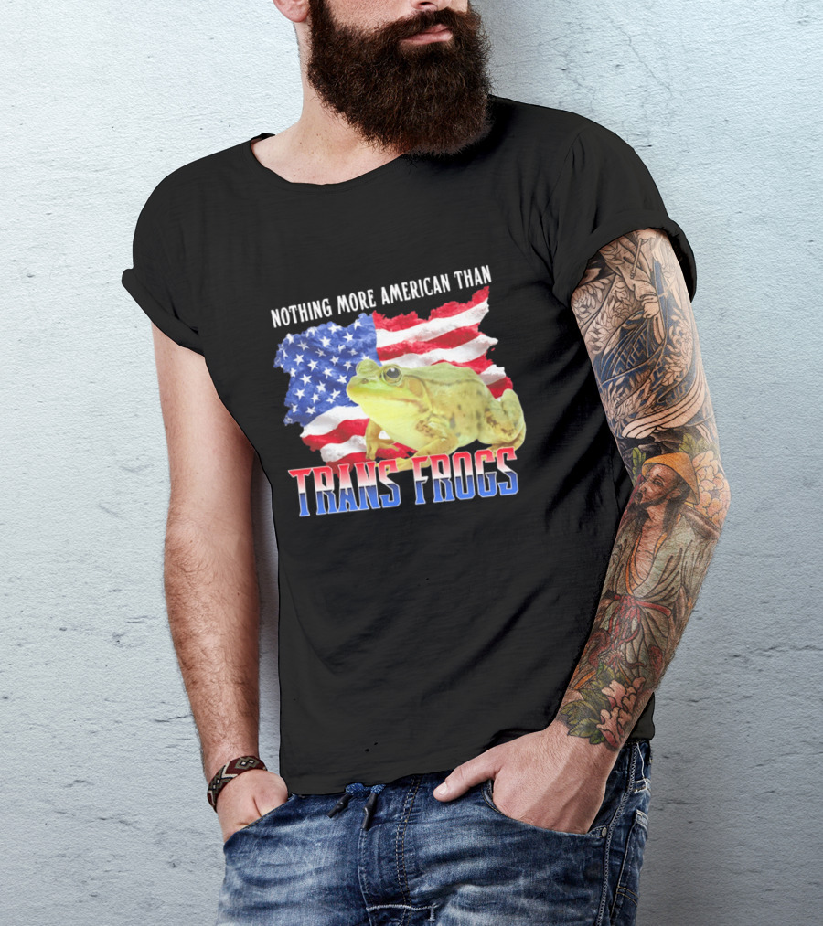 Nothing More American Than Trans Frogs Pride USA Flag Frog T-Shirt